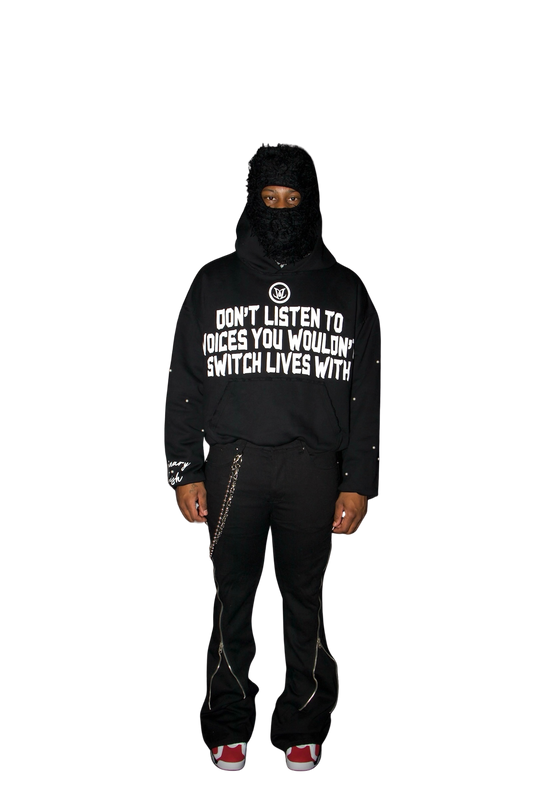 BLACK "SILENT VOICES" HOODIE