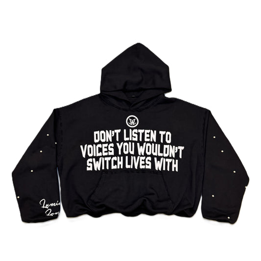 BLACK "SILENT VOICES" HOODIE