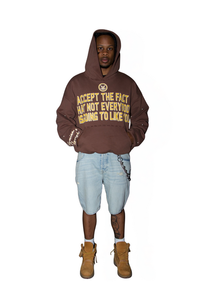 BROWN "ACCEPT THE FACT" HOODIE